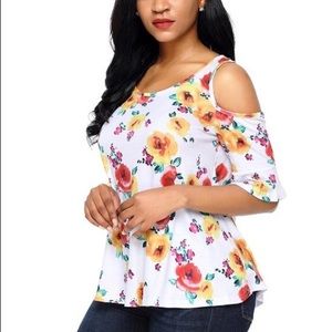 Cold Shoulder Floral Blouse